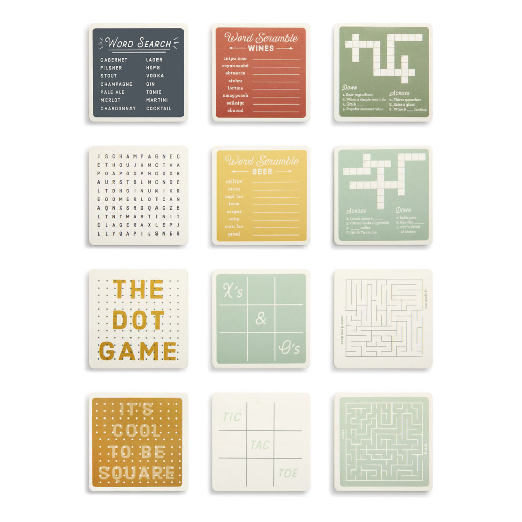 Party Games Coaster Set - Tic-Tac-Toe - Healthy Hides Skin Care